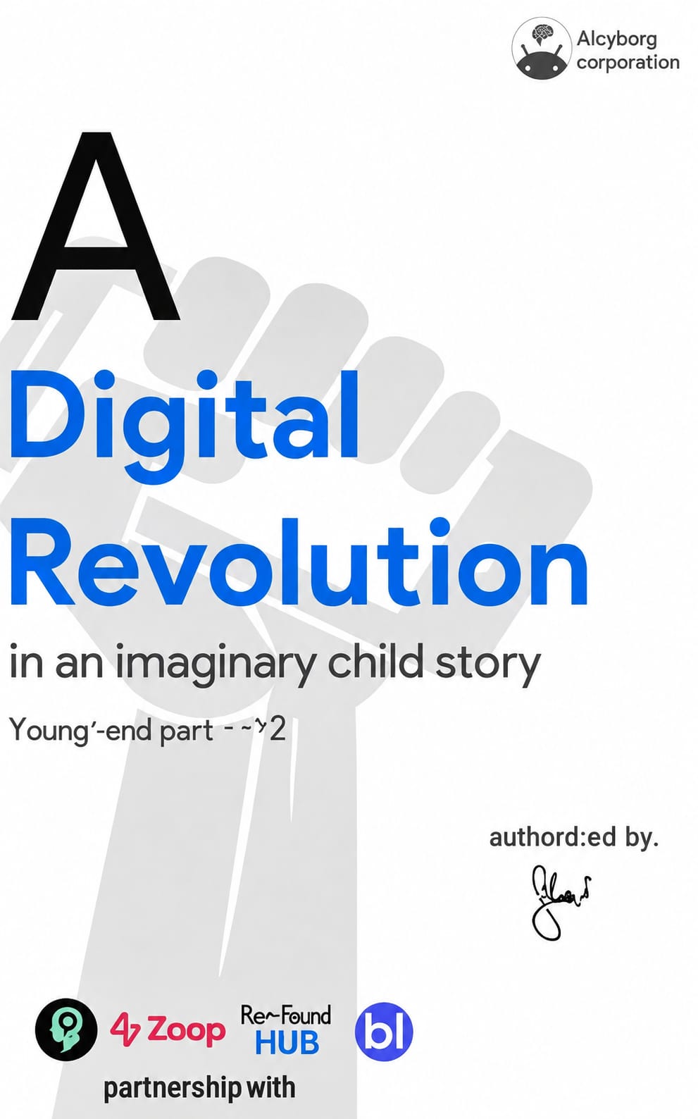A Digital revolution in an imaginary child story book cover